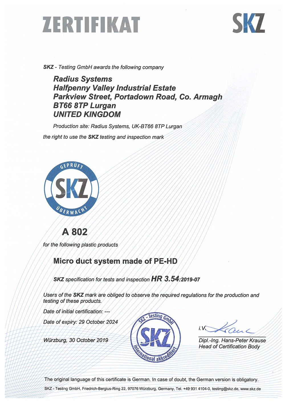 SKZ-Certificate-(ENGLISH) SKZ certificate